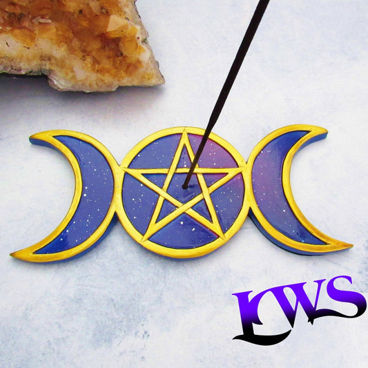 Pentacle and Triple Moon Incense Burner