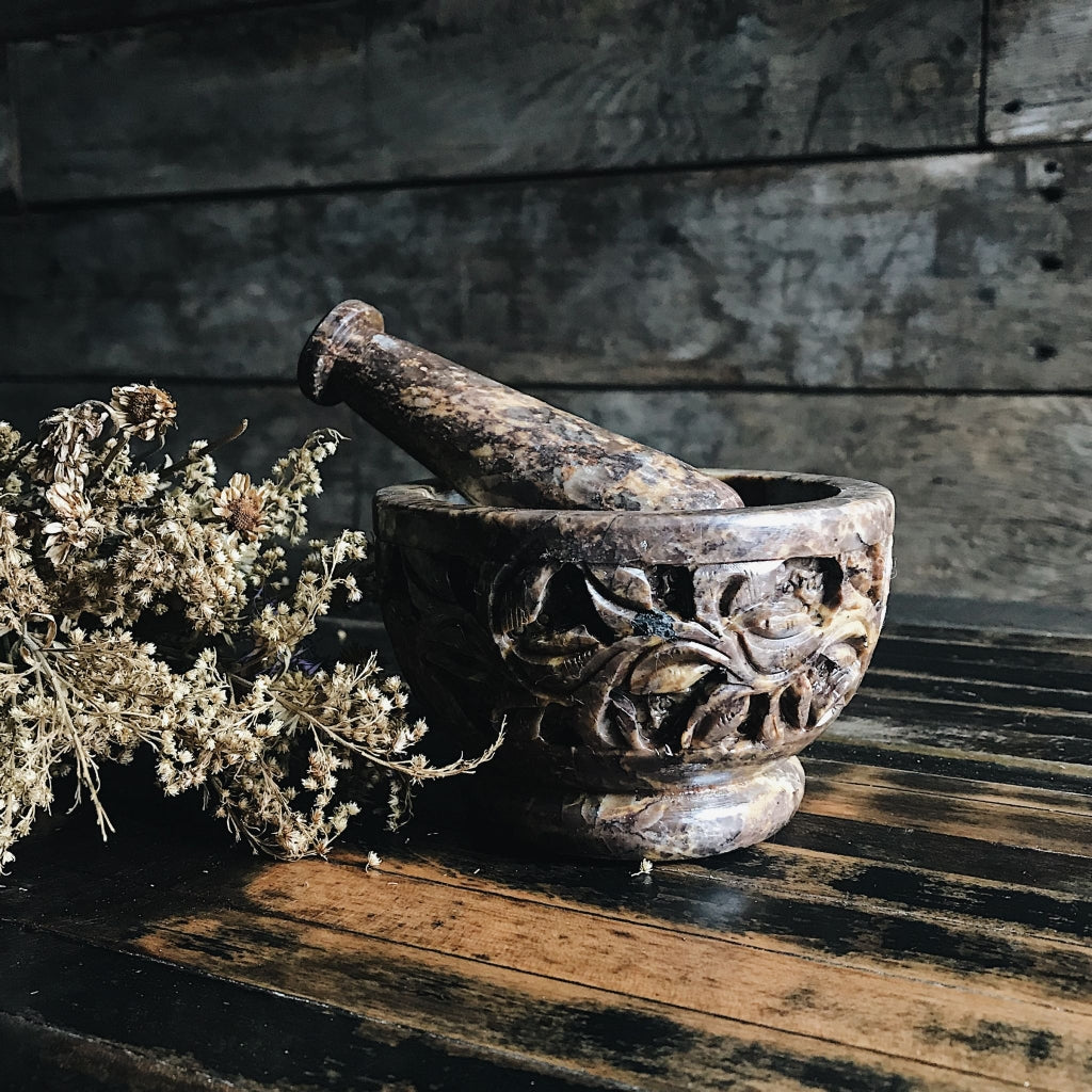 Soapstone Carved Mortar & Pestle