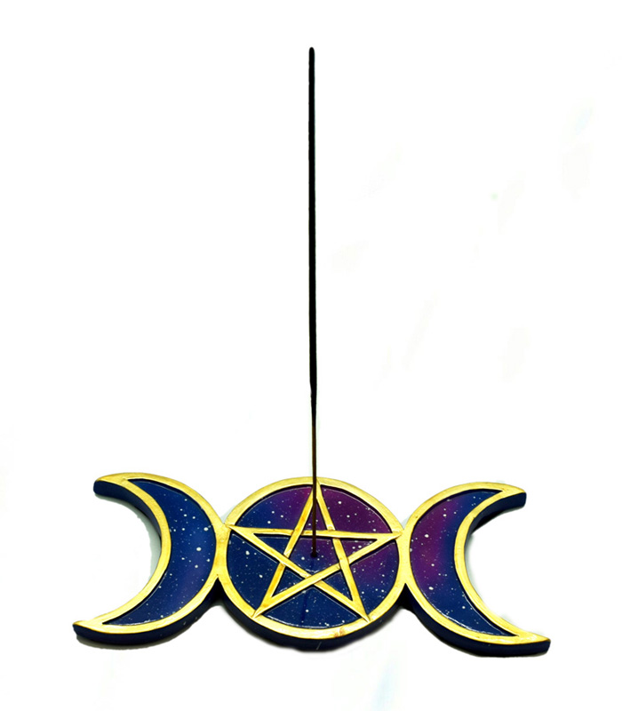 Pentacle and Triple Moon Incense Burner