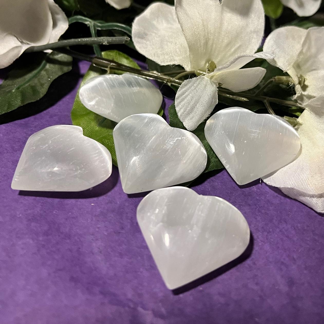 Selenite Puffed Heart