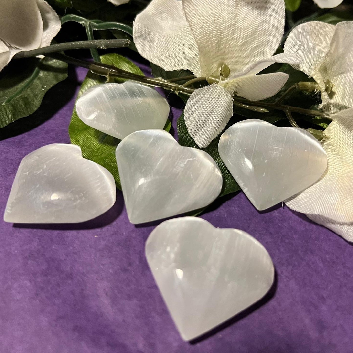 Selenite Puffed Heart