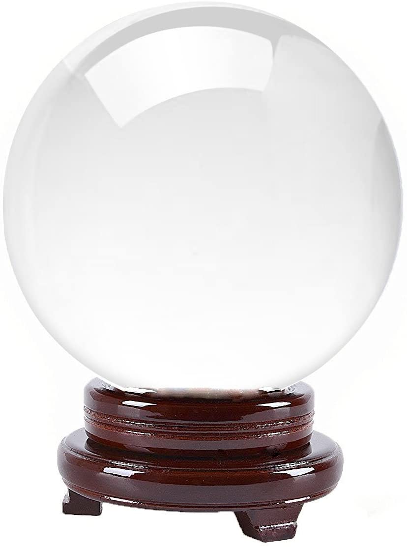 Crystal Ball 130mm - 5 inch w/ Wooden Stand