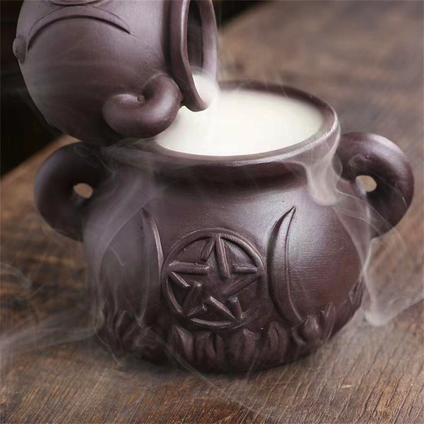 Backflow Incense Burner - Ceramic Triple Cauldron