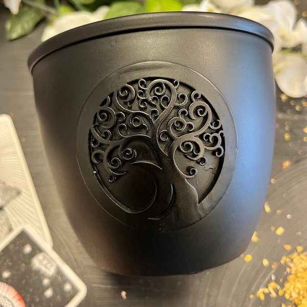 Smudging Pot - Tree of Life - Metal 5 inches